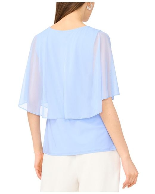 Msk Blue Split Cape Overlay Top