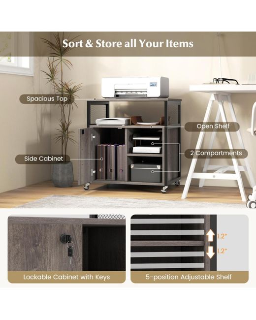 Gouun Black File Cabinet On Wheels