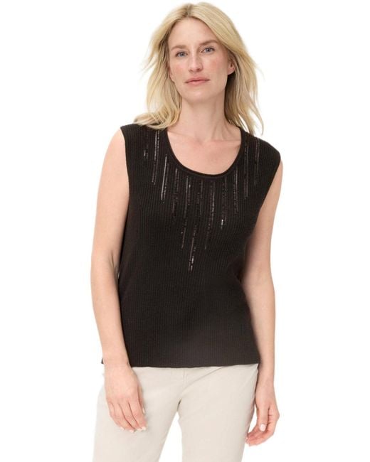 Olsen Black Rib Knit Shell