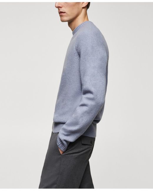 Mango Blue Ribbed Details Knitted Sweater
