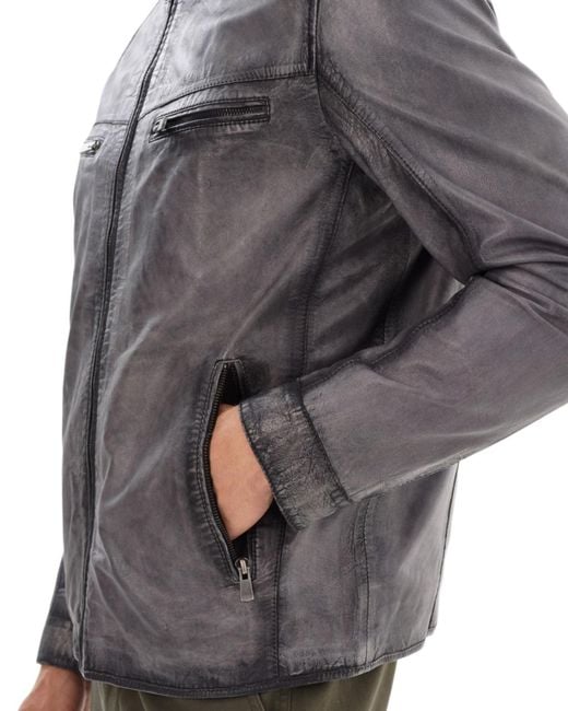 Regency Leathers Gray Enzo Leather Jacket for men