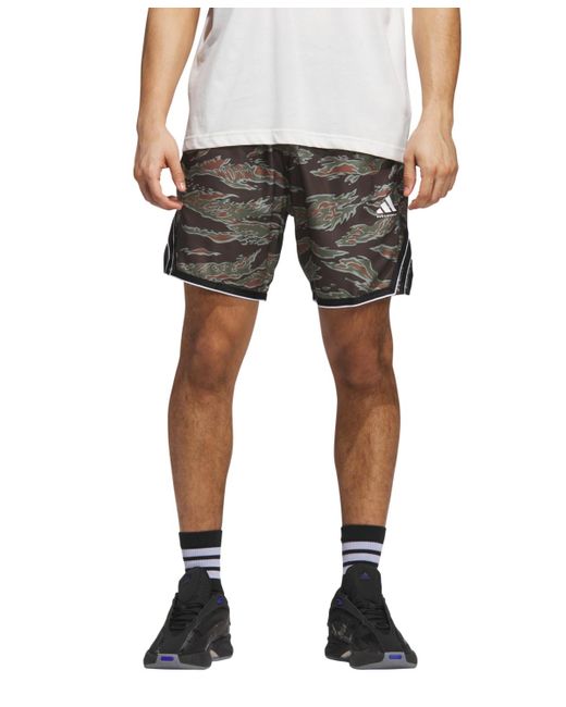 Adidas Gray Crazy Lite Allover Printed Basketball Shorts for men