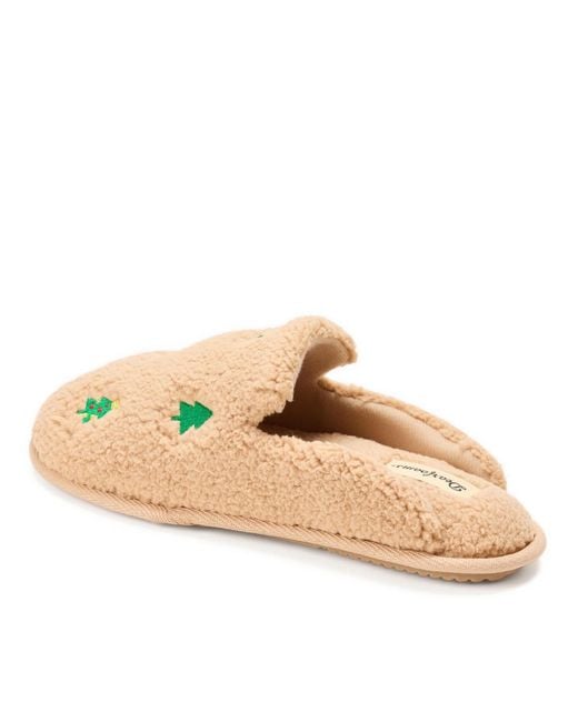 Dearfoams Multicolor Christmas Tree Teddy Scuff Slipper