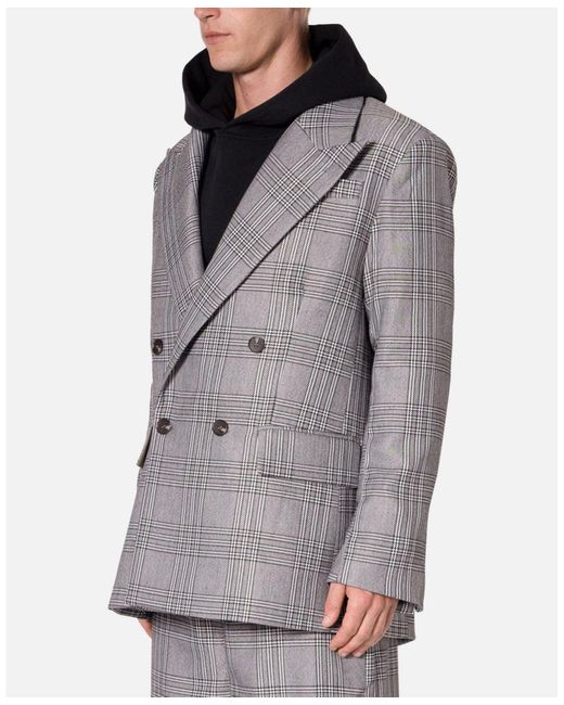 MNML Gray Double Breasted Suit Jacket. for men