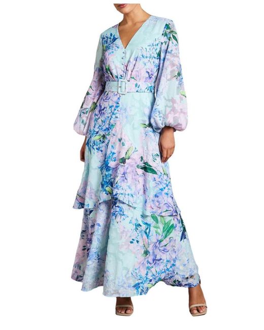 Coast Blue Long Sleeve Chiffon Belted Maxi Dress