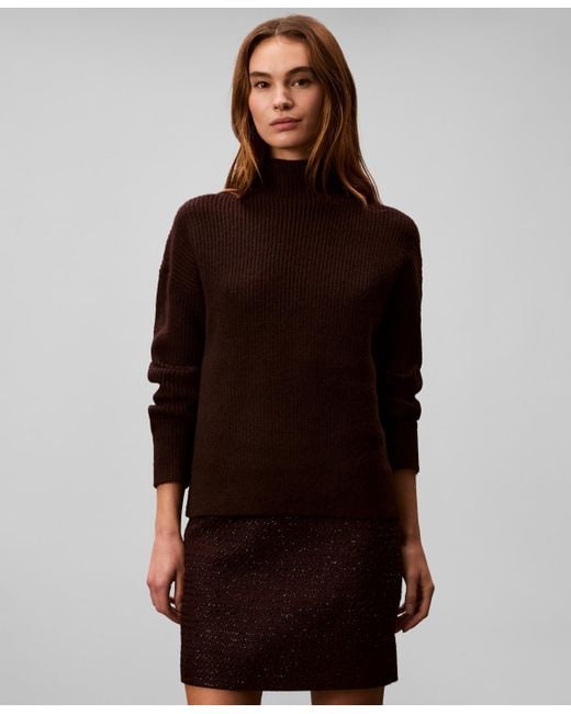 Calvin Klein Black Textured Tweed Mini Skirt