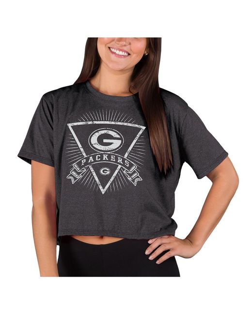 Concepts Sport Black Green Bay Packers Quest Knit Crop Top