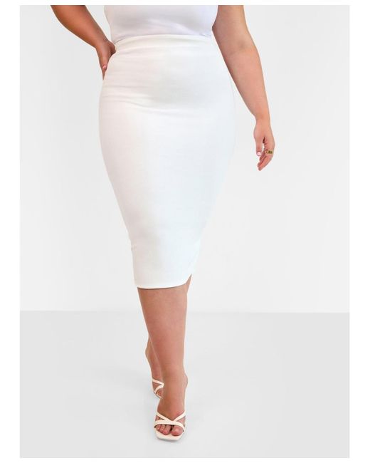 Rebdolls White Bodycon Midi Skirt
