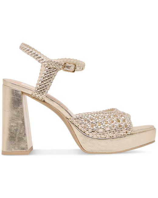 Dolce Vita Metallic Peyten Woven Two-piece Platform Dress Sandals