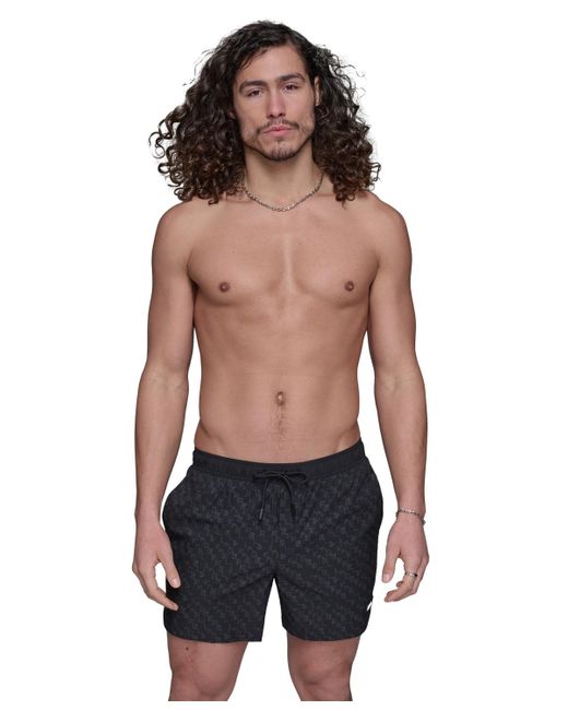 Karl Lagerfeld Black Regular-fit Quick-dry 5" Swim Trunks for men
