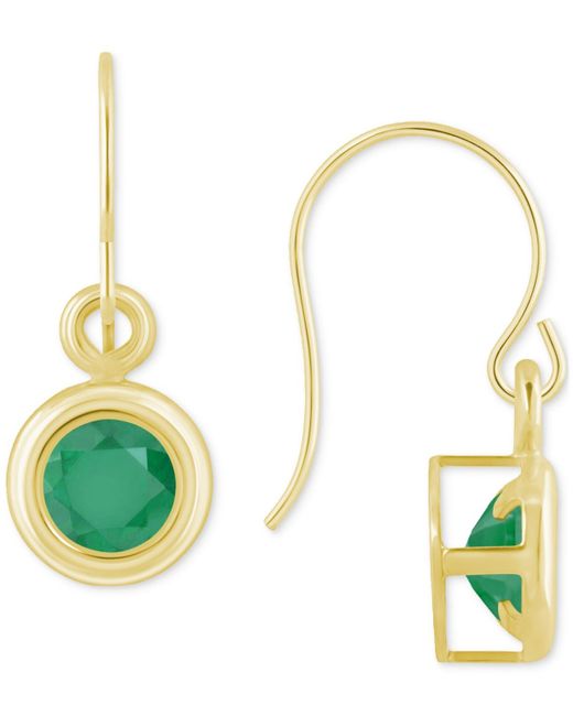 Macy's Green Sapphire Bezel Fish Hook Drop Earrings (3/4 Ct. T.w.