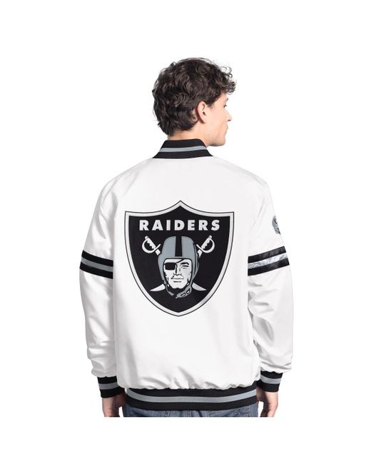 Starter White Las Vegas Raiders Scout Full-snap Varsity Jacket for men