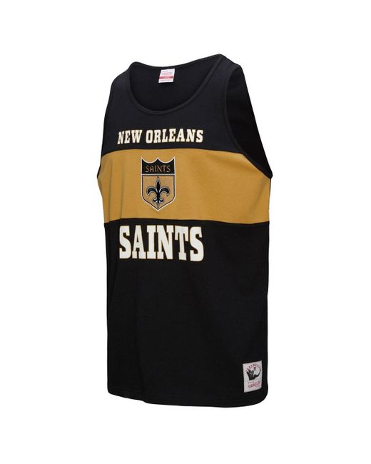 Mitchell & Ness Black New Orleans Saints Retro Color Block Tank Top for men
