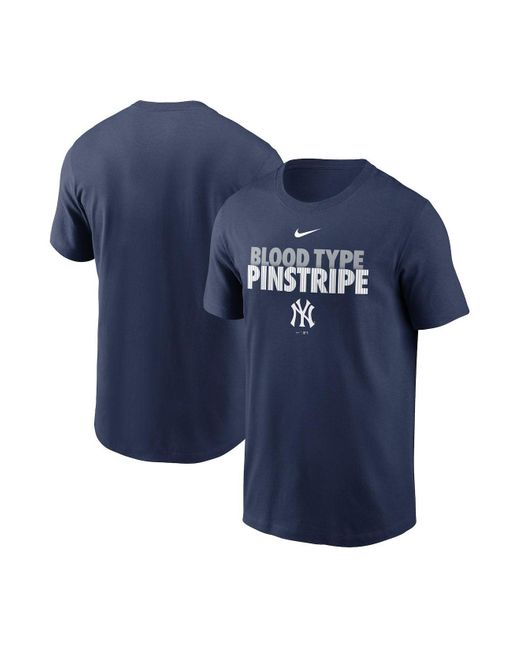 Nike Cotton Navy New York Yankees Blood Type Pinstripe Local Team T ...