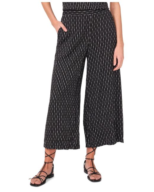 Vince Camuto Black Striped Wide-leg Pull-on Pants