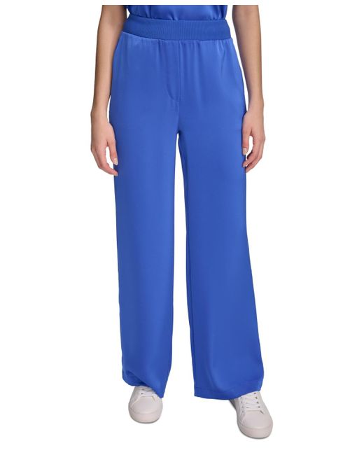 Calvin Klein Blue Pull-on Wide-leg Pants