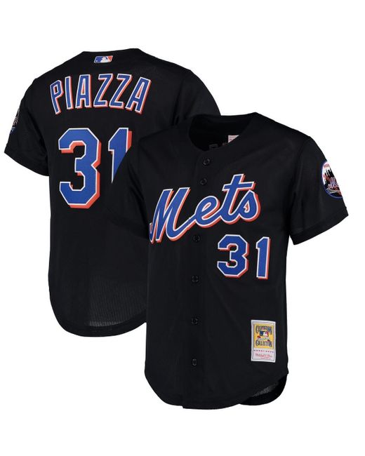 Mitchell & Ness Black Mike Piazza New York Mets Cooperstown Collection Mesh Batting Practice Jersey for men