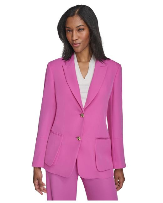 Halston Heritage Purple Notched-collar Two-button Blazer