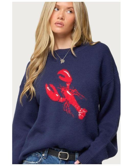 Edikted Blue Don't Be Shellfish Knit Sweater