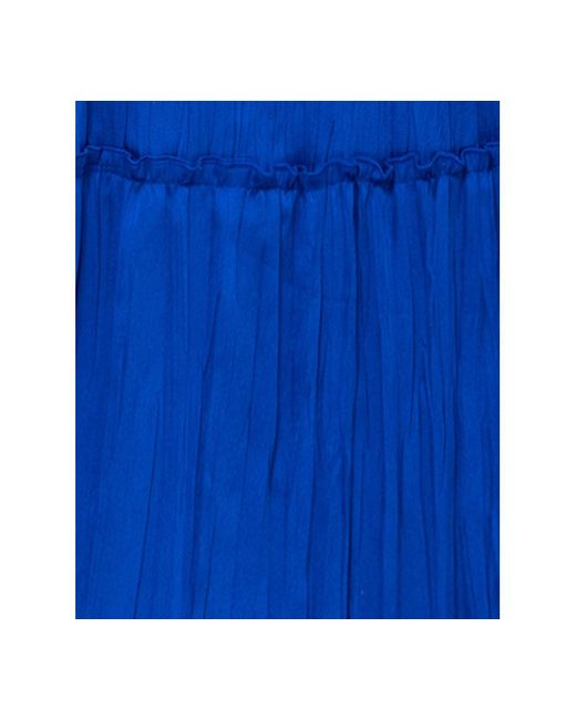 Betsy & Adam Blue Pleated Tiered Gown