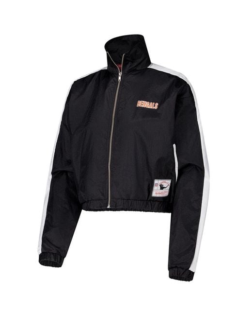Mitchell & Ness Black Cincinnati Bengals Nylon Cropped Full-zip Jacket