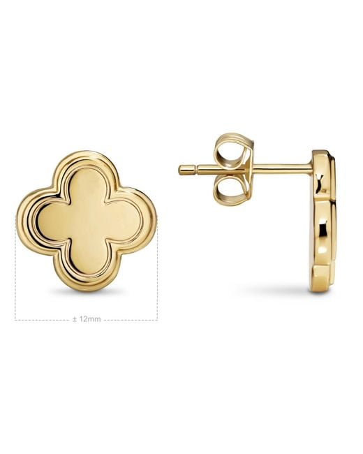DEVATA Metallic Contour-lined Clover Stud Earrings