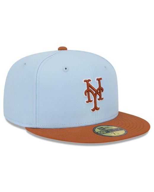 KTZ Blue /brown New York Mets Spring Color Basic Two-tone 59fifty Fitted Hat for men