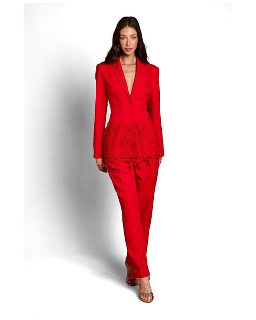 Coast Red Embroide Single Breasted Blazer