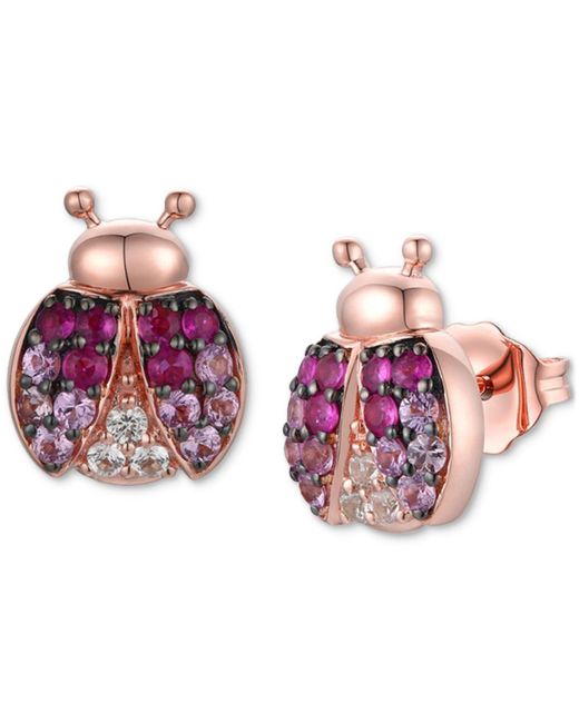 Le Vian Pink ® Strawberry Ombré Sapphire (1/2 Ct. T.w.) & White Sapphire (1/8 Ct. T.w.) Ladybug Stud Earrings