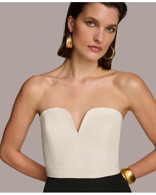 Donna Karan Natural Colorblocked Strapless Gown