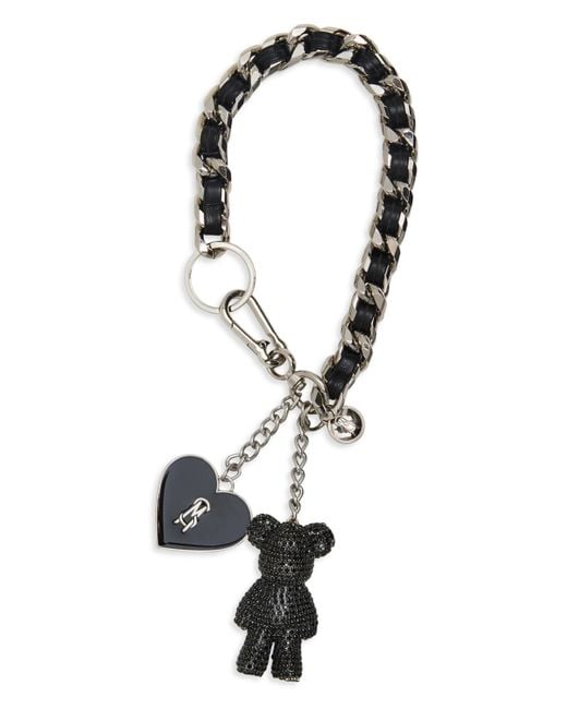 Steve Madden Gray Boxed Rhinestone Heart And Bear Charms