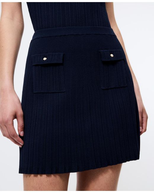 French Connection Blue Crinkle-knit Two-pocket Mini Skirt