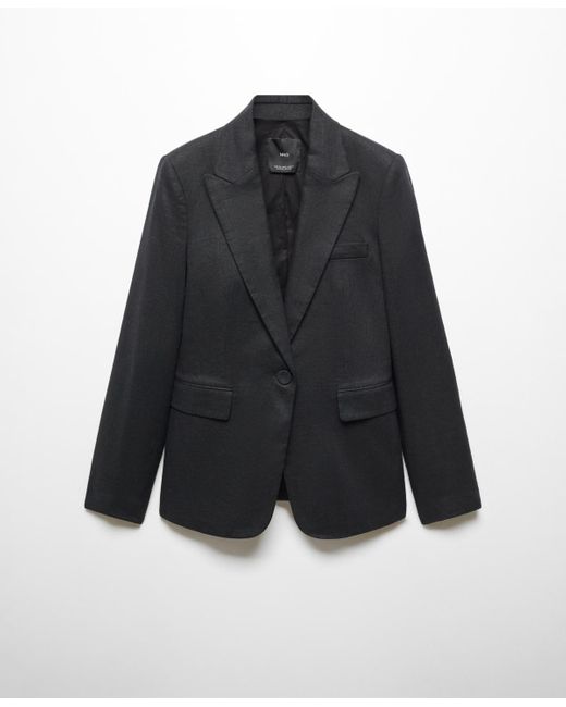 Mango Black 100% Linen Suit Blazer