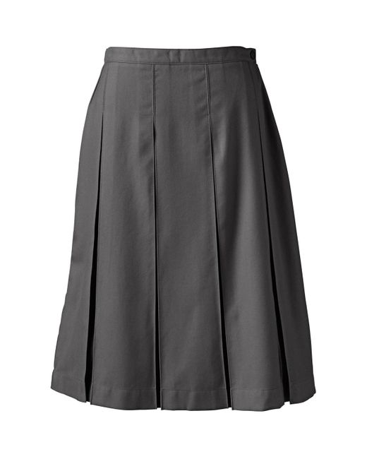 Lands' End Gray School Uniform Box Pleat Skirt Below The Knee