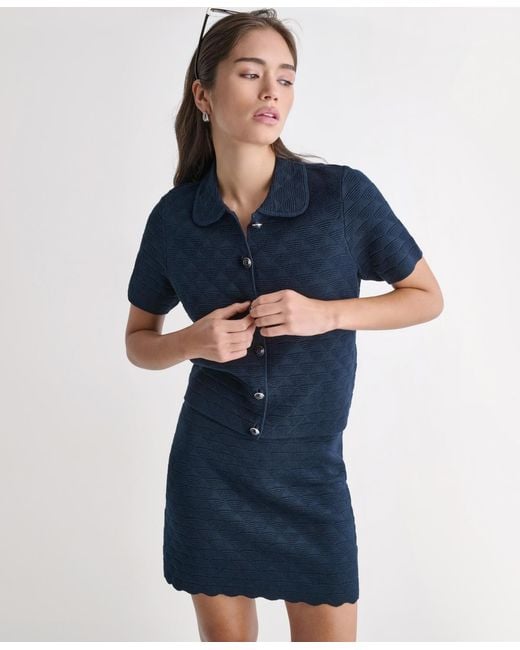 BCBGMAXAZRIA Blue Collared Button-front Jacket