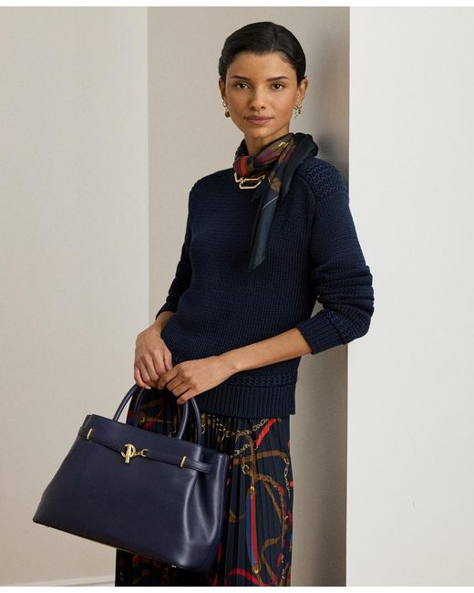 Ralph Lauren Blue Leather Blaike Satchel Bag