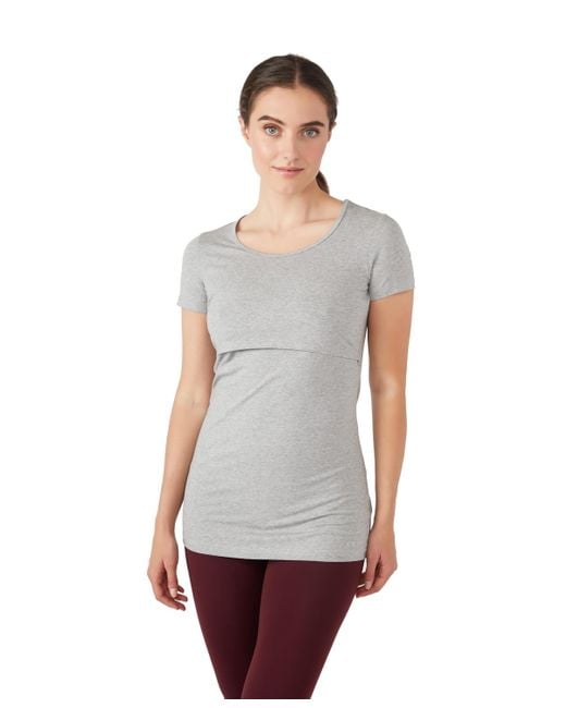 Modern Eternity Maternity White Maternity Nia Short Sleeves Round Neck Nursing Top