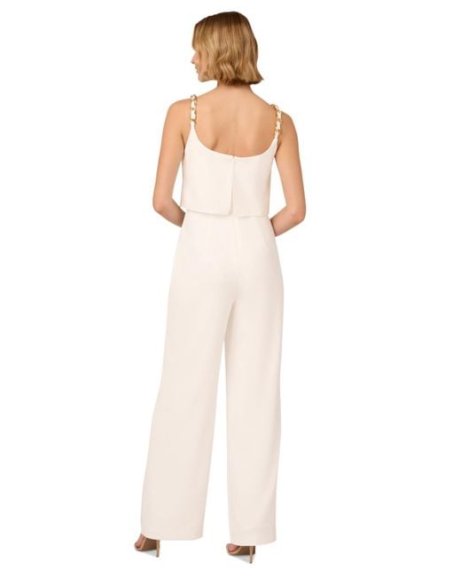 Adrianna Papell White Crepe Chain-strap Jumpsuit