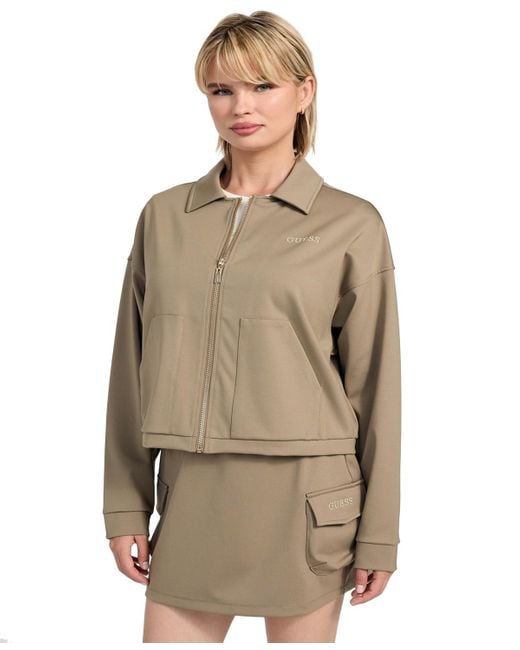 Guess Multicolor Carla Collared Zip-front Cropped Jacket