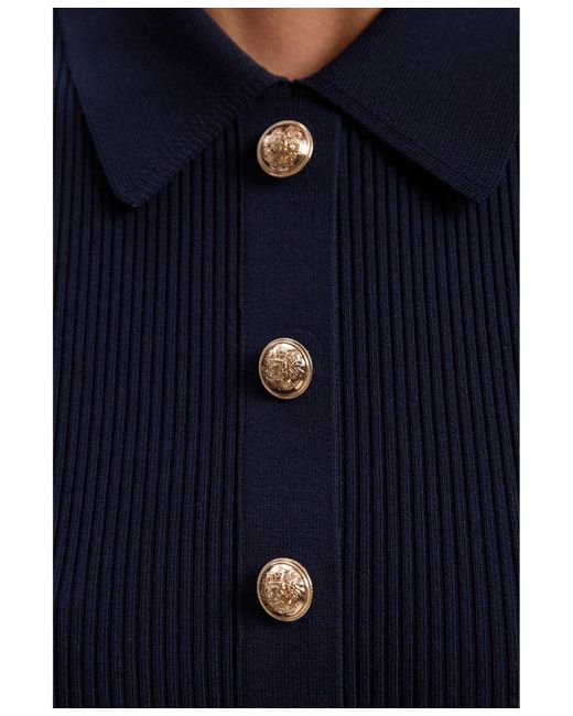 Karen Millen Blue Rib Knit Color Block Midi Dress