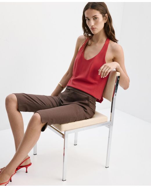 Mango Red Fitted Lyocell Top