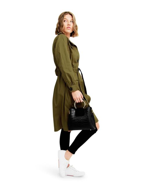 Belle & Bloom Green Carlisle Button Front Trench Coat