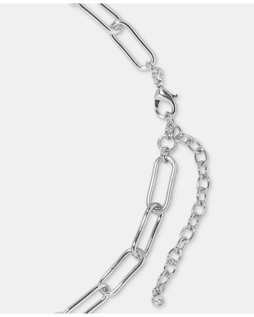 On 34th White Pave Star Oval Locket Pendant Necklace