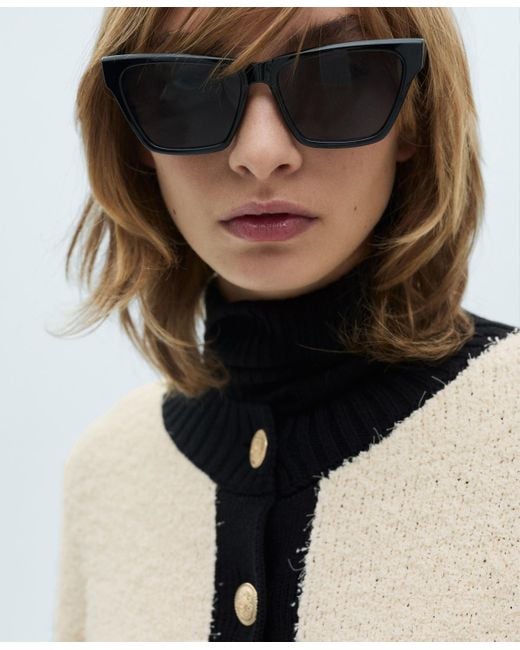 Mango White Contrasted Buttons Sweater
