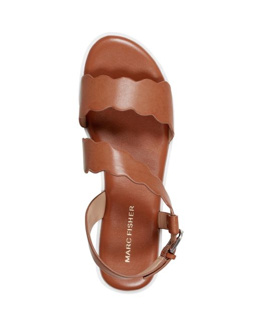 Marc Fisher Brown Gabrey Asymmetrical Strap Platform Sandals