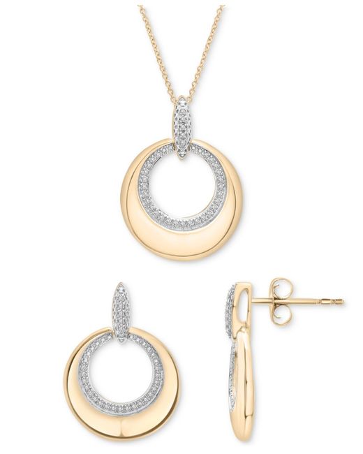 Macy's White 2-pc. Set Diamond Circle Pendant Necklace & Matching Drop Earrings (1/5 Ct. T.w.