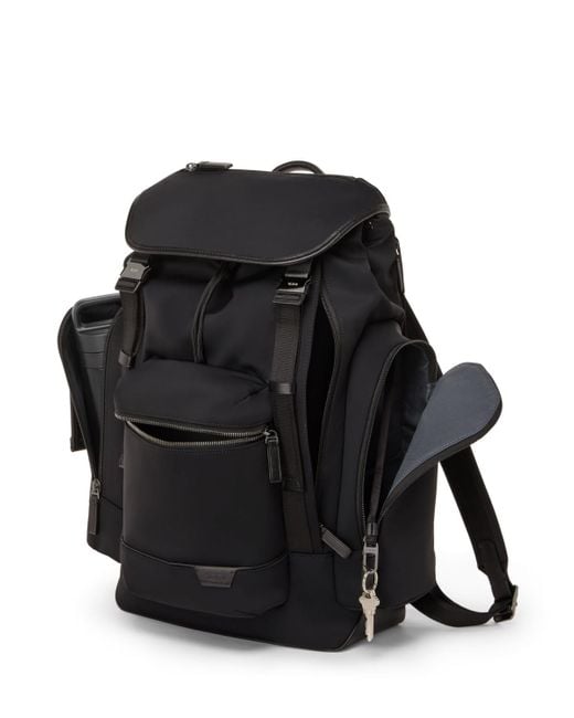 Tumi Black Harrison Griffen Flap Backpack for men
