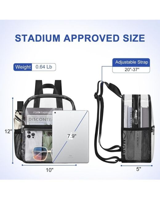 Wosofe Black Clear Backpack Stadium Approved 12×12×6 Clear Mini Backpack Small Transparent Backpack For Concert