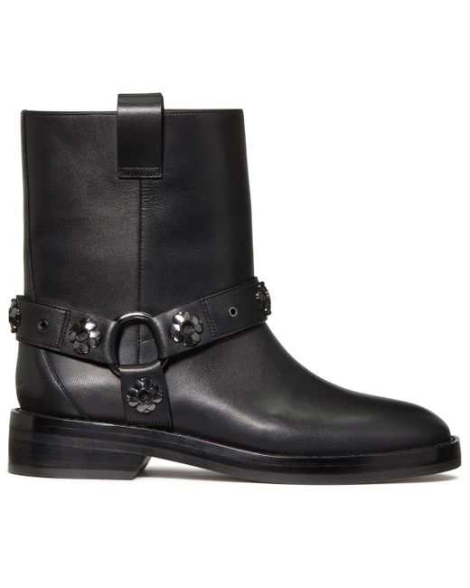 Kate Spade Black Spade Flower Garden Suede Moto Boots