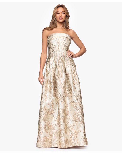 Xscape Women's Natural Brocade Strapless Ball Gown